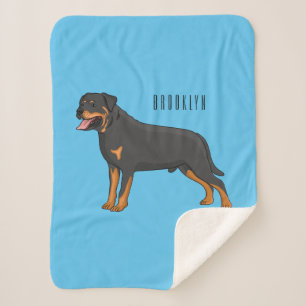 Rottweiler dog cartoon illustration sherpa blanket