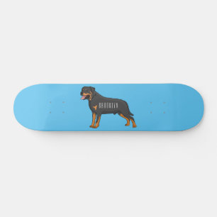 Rottweiler dog cartoon illustration  skateboard
