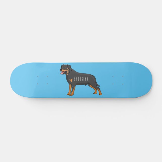 Rottweiler dog cartoon illustration  skateboard (Horz)