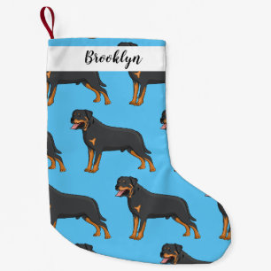 Rottweiler dog cartoon illustration small christmas stocking