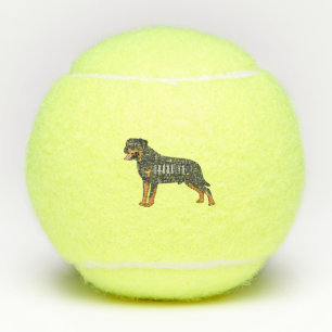 Rottweiler dog cartoon illustration tennis balls