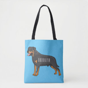Rottweiler dog cartoon illustration  tote bag