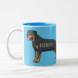 Rottweiler dog cartoon illustration  Two-Tone coffee mug