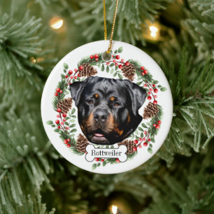 Rottweiler dog ceramic tree decoration