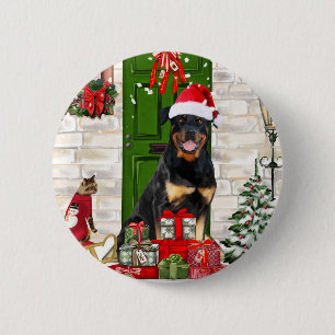 Rottweiler Dog Christmas 6 Cm Round Badge