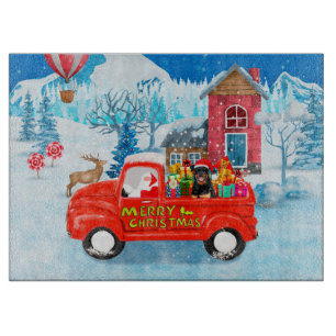 Rottweiler Dog Christmas Delivery Truck Snow Cutting Board