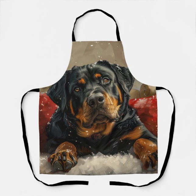 Rottweiler Dog Christmas Festive  Apron (Front)