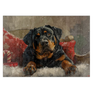 Rottweiler Dog Christmas Festive Cutting Board