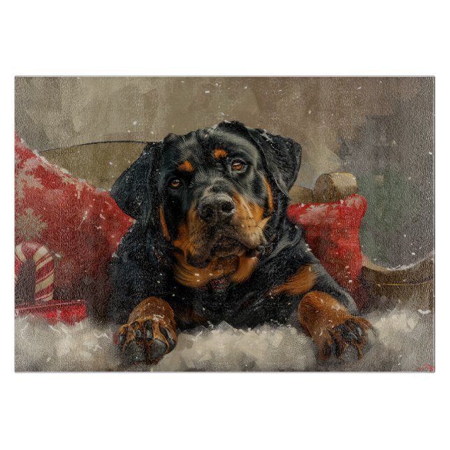 Rottweiler Dog Christmas Festive  Cutting Board (Front)