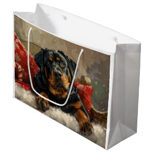 Rottweiler Dog Christmas Festive  Large Gift Bag