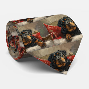 Rottweiler Dog Christmas Festive Tie