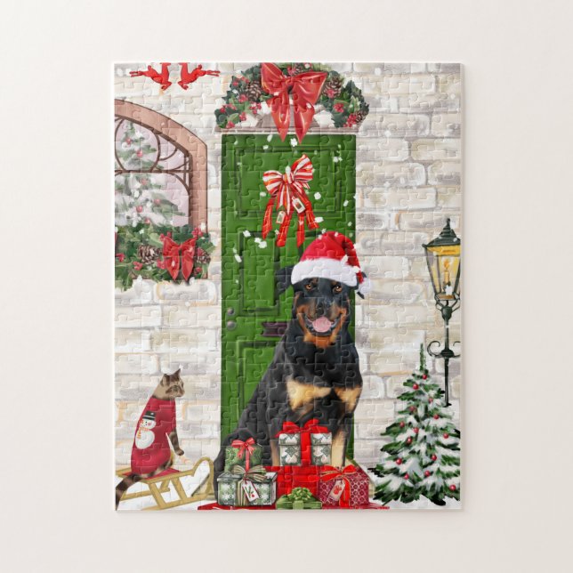 Rottweiler Dog Christmas  Jigsaw Puzzle (Vertical)