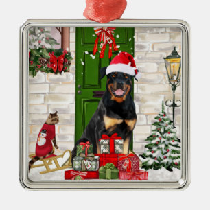 Rottweiler Dog Christmas  Metal Tree Decoration