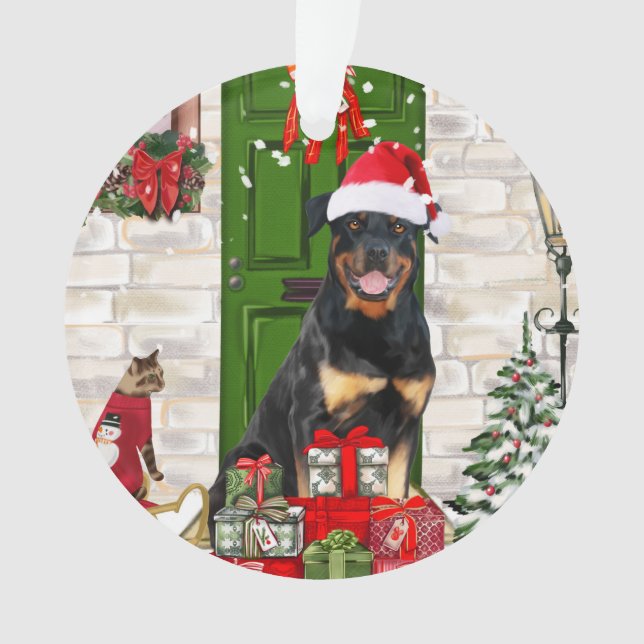 Rottweiler Dog Christmas Ornament (Front)