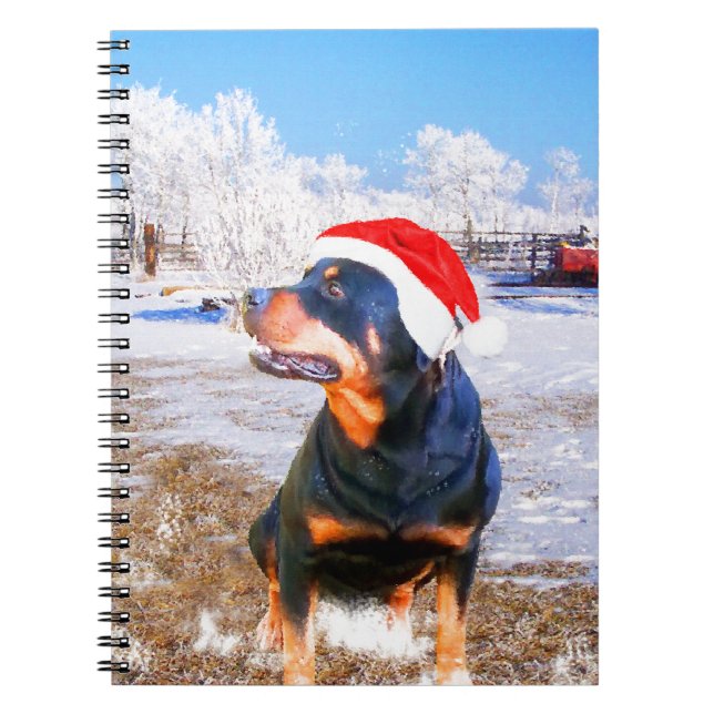 Rottweiler Dog Christmas Painting Notebook (Front)