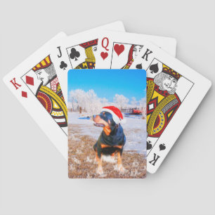 Rottweiler Dog Christmas Painting Playing Cards