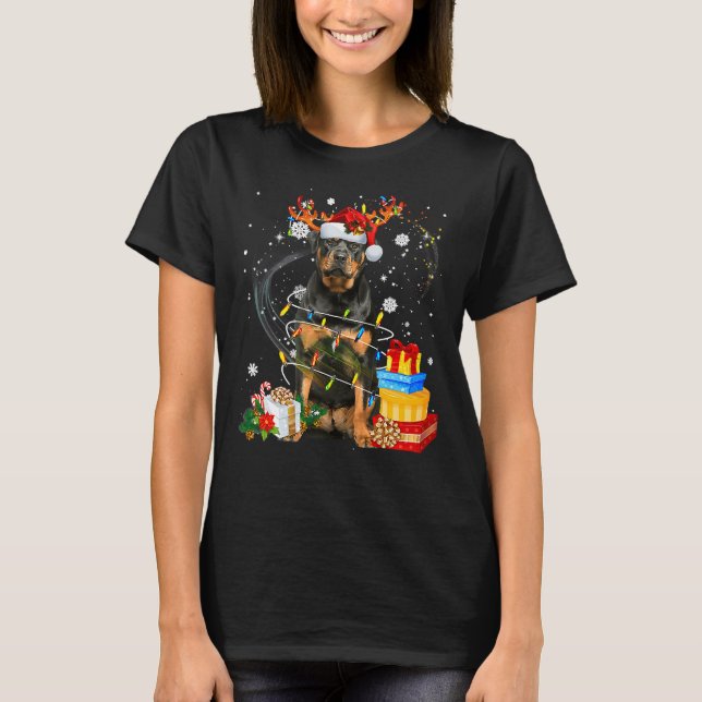 Rottweiler Dog Christmas Pajama Light T-Shirt (Front)