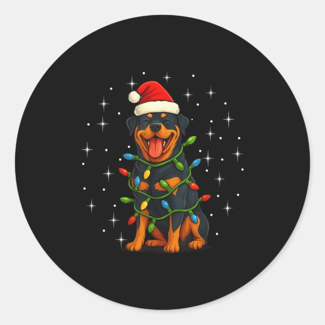 Rottweiler Dog Christmas Pj Pajama Men Women Pjs F Classic Round Sticker (Front)