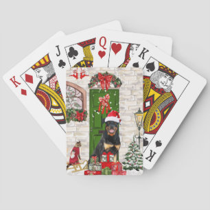Rottweiler Dog Christmas Playing Cards