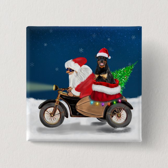 Rottweiler Dog Christmas Santa Claus   15 Cm Square Badge (Front)