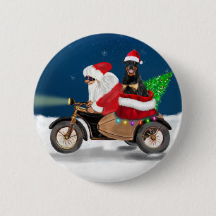 Rottweiler Dog Christmas Santa Claus 6 Cm Round Badge