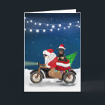 Rottweiler Dog Christmas Santa Claus   Card<br><div class="desc">A Santa claus riding bike delivering Christmas tree and Rottweiler dog as gift is a perfect Christmas gift idea for someone who love this dog breed.</div>