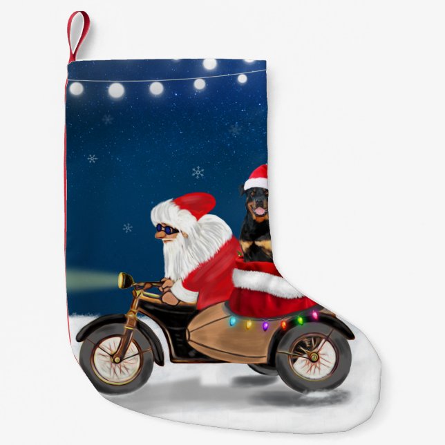 Rottweiler Dog Christmas Santa Claus   Small Christmas Stocking (Front)