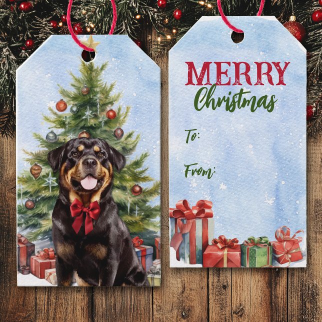 Rottweiler Dog Christmas Tree Gift Tags (Creator Uploaded)