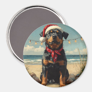 Rottweiler Dog Christmas Vintage Beach Magnet