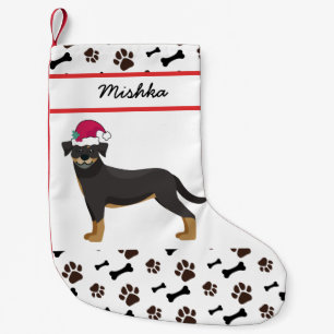 Rottweiler Dog Christmas With Custom Dog Name Small Christmas Stocking