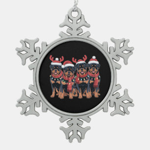 Rottweiler Dog Christmas Xmas Family Dad Mom Snowflake Pewter Christmas Ornament