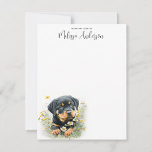 Rottweiler Dog Cute Puppy Watercolor Personalised  Card