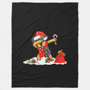 Rottweiler Dog Dabbing Funny Christmas Gift Fleece Blanket