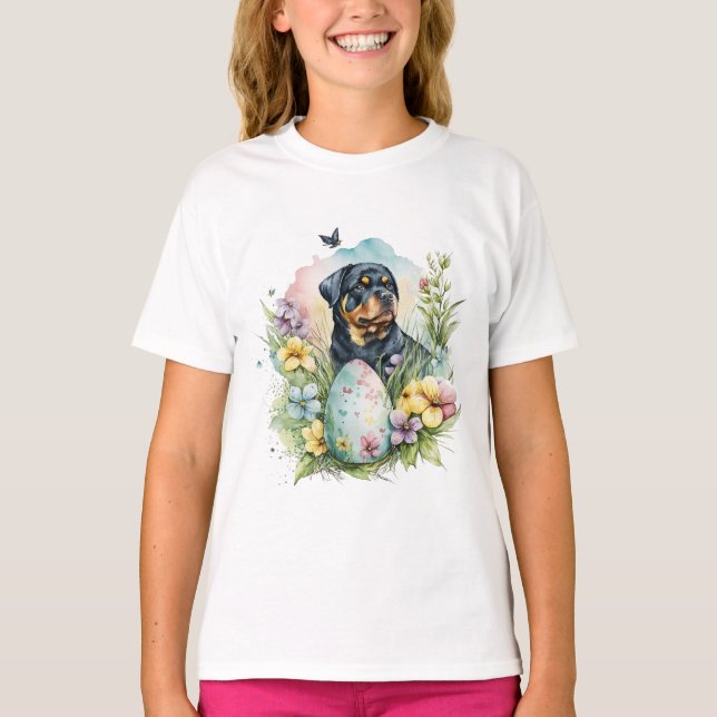 Rottweiler Dog Easter Egg, Happy Easter Rottweiler T-Shirt (Front)