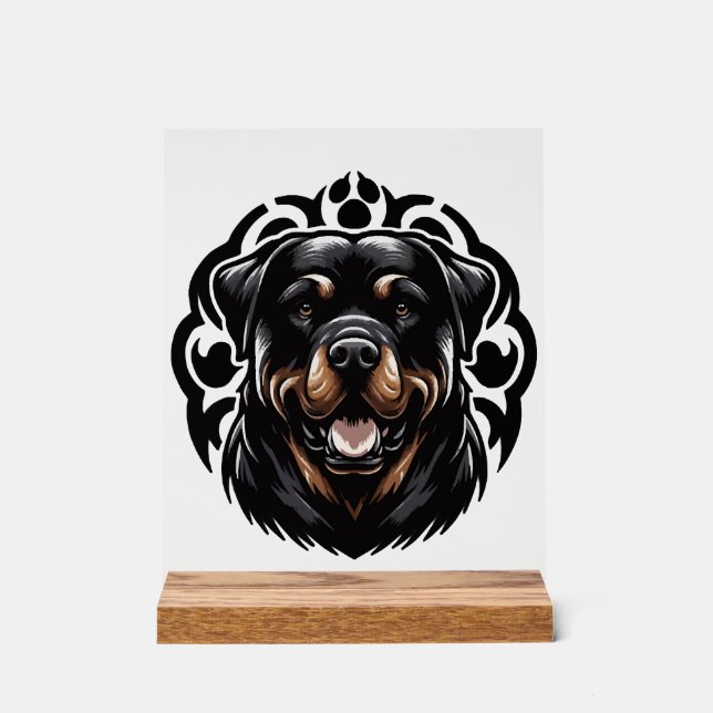 Rottweiler Dog Face Acrylic Sign (Front)