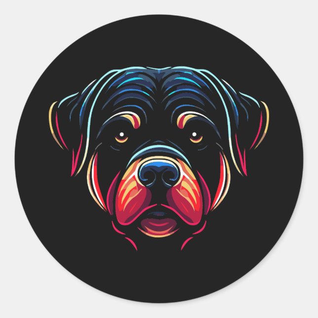 Rottweiler Dog Face  Classic Round Sticker (Front)