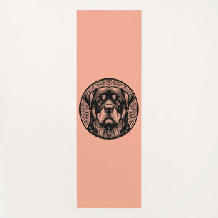 Rottweiler Dog Face Line Art Yoga Mat