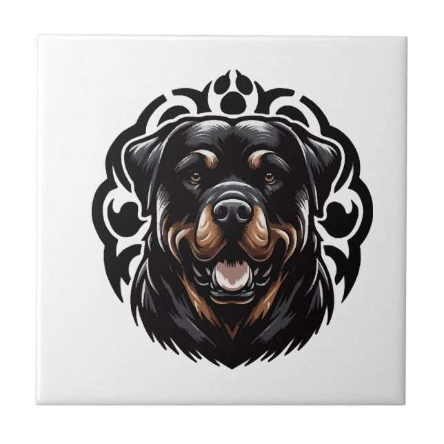 Rottweiler Dog Face Tile (Front)