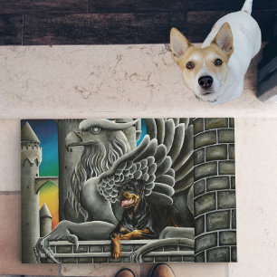 Rottweiler Dog Gargoyle Fantasy Doormat
