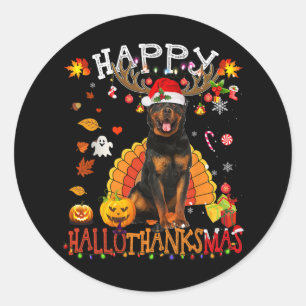 Rottweiler Dog Halloween Christmas Dog Happy Hallo Classic Round Sticker
