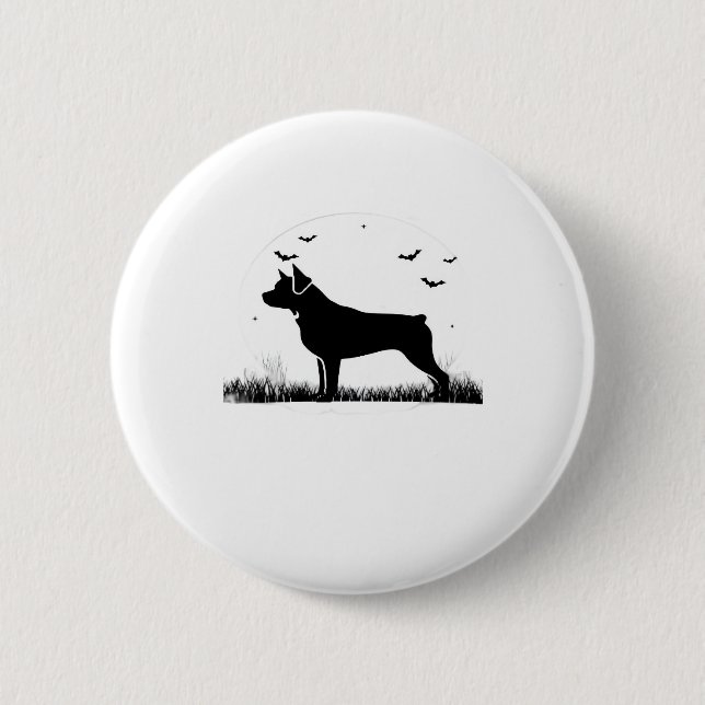 Rottweiler Dog � Halloween Moon Silhouette Oversiz 6 Cm Round Badge (Front)