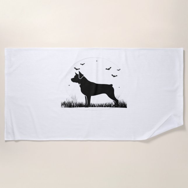 Rottweiler Dog – Halloween Moon Silhouette Oversiz Beach Towel (Front)