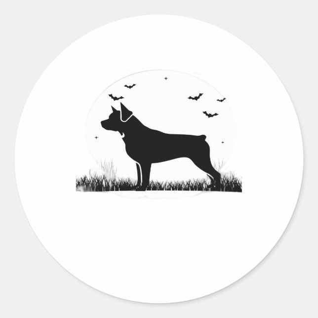 Rottweiler Dog � Halloween Moon Silhouette Oversiz Classic Round Sticker (Front)
