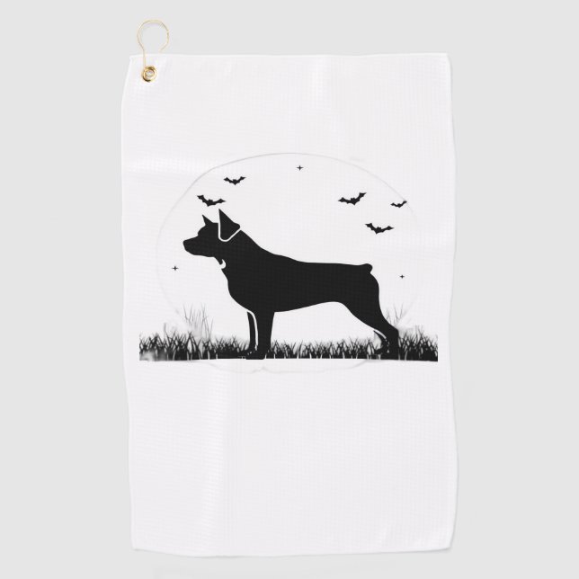 Rottweiler Dog – Halloween Moon Silhouette Oversiz Golf Towel (Front)