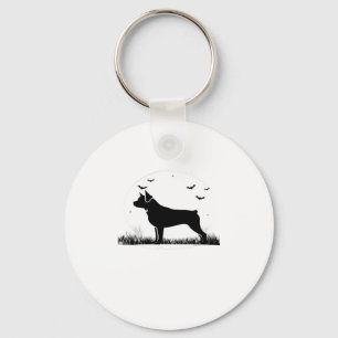 Rottweiler Dog � Halloween Moon Silhouette Oversiz Key Ring