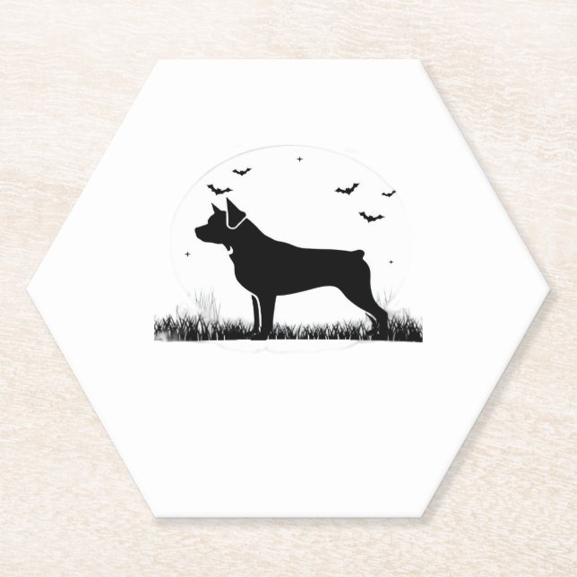 Rottweiler Dog � Halloween Moon Silhouette Oversiz Paper Coaster (Front)