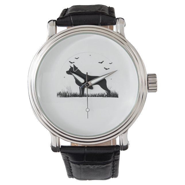 Rottweiler Dog – Halloween Moon Silhouette Oversiz Watch (Front)