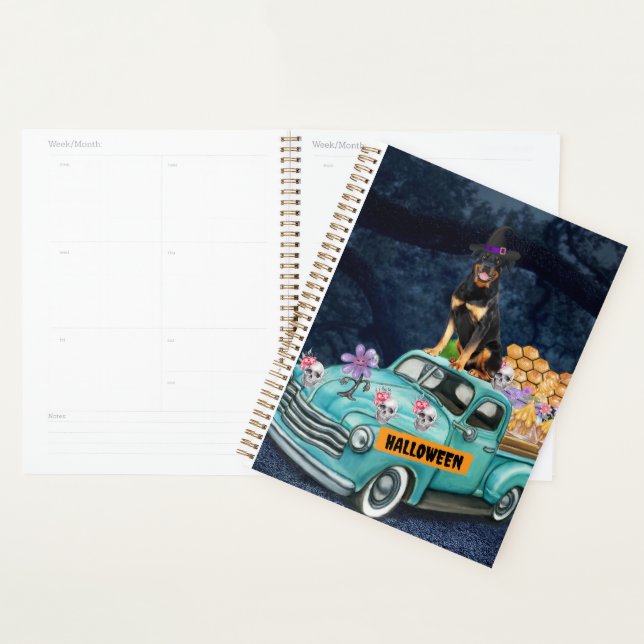 Rottweiler Dog Halloween Truck Scary Night Planner (Display)
