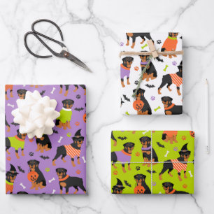 Rottweiler Dog Halloween Wrapping Paper Sheet