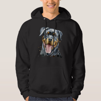 Rottweiler Dog Hand Drawn Watercolor Hoodie